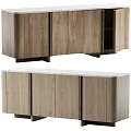 Modern Wooden Dresser With Natural Wood Grain And Marble Top Surface