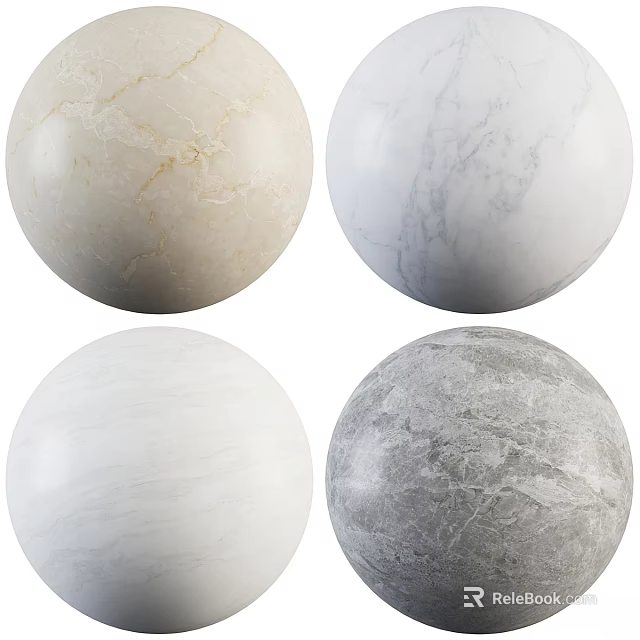 Marble Sphere Components with Diverse Natural Textures and Color Variations 3d model 