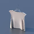Simple White Sleeveless Top Hanging on a Hanger with Blue Background 3d model