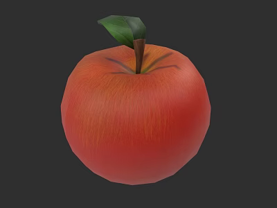 Juicy Red Apple With Fresh Green Leaf On Dark Background 3d model