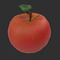 Juicy Red Apple With Fresh Green Leaf On Dark Background 3d model