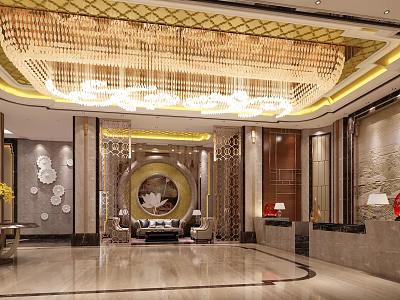 New Chinese Hall Hotel Lobby 3d model