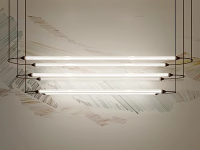 Modern Linear Chandelier With Hanging Light Tubes For Stylish Interior Design 3d model