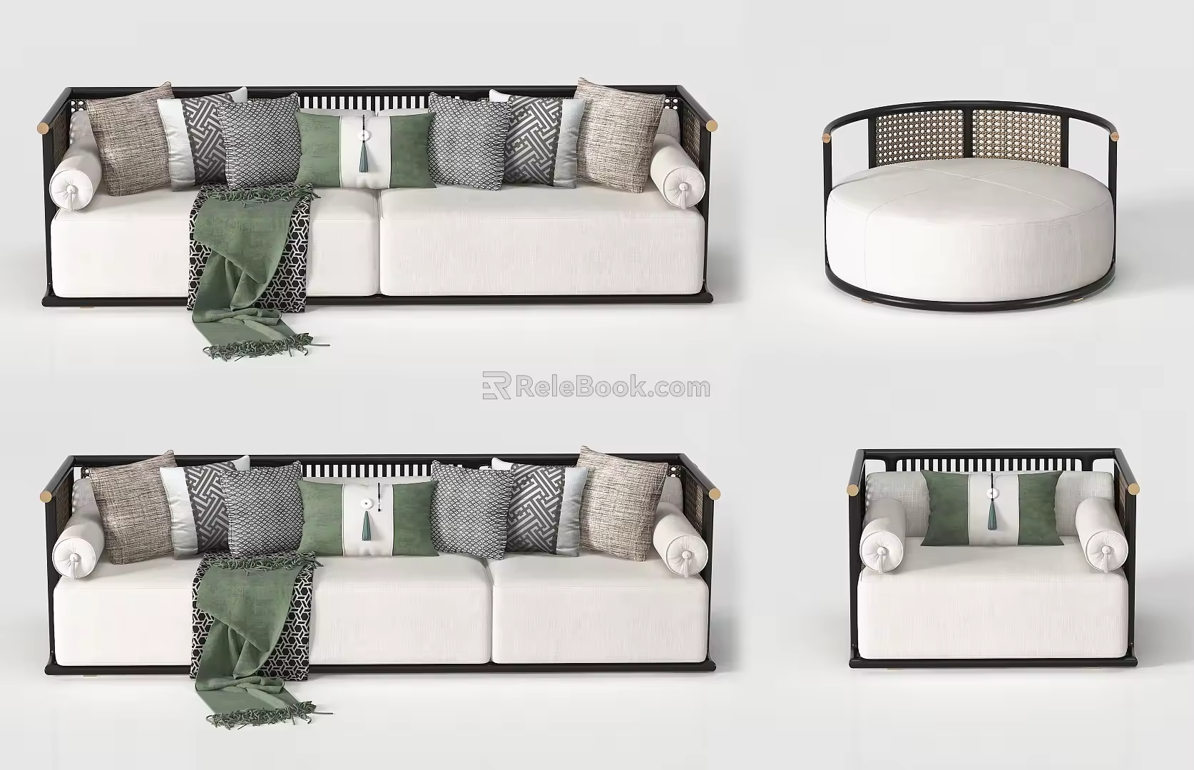 New Chinese Style Combination Sofa Combination 3d model