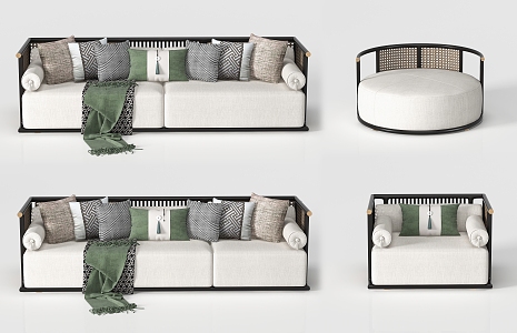 New Chinese Style Combination Sofa Combination 3d model