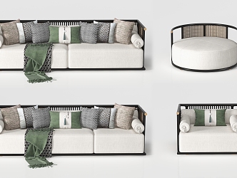 New Chinese Style Combination Sofa Combination 3d model