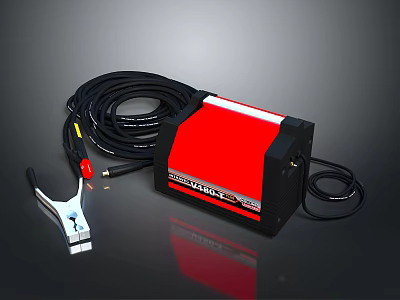 Professional Red Black Welding Machine With Power Cable And Clamps Tool 3d model