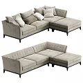 Comfortable Light Gray Sectional Sofa with Multiple Cushions and L-shaped Design 3d model
