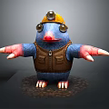 Blue Game Character With Yellow Hard Hat Light Brown Vest Large Eyes And Outstretched Arms