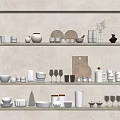Modern Tableware Combination Dish Rack Tableware Rack 3d model