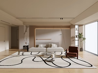 Modern Living Room Interior Design With Sofa Coffee Table Area Rug And Accent Chair 3d model