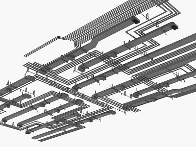 Industrial Metal Pipe Network Complex Interconnected Layout Structure For Building Systems 3d model