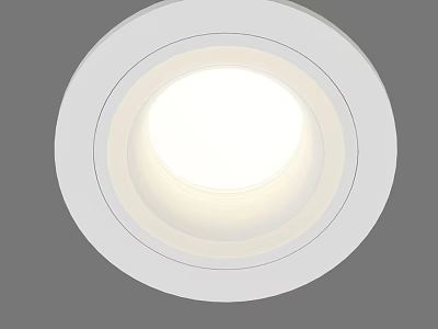 White Round Recessed Downlight with LED Lighting for Modern Ceiling Installation 3d model