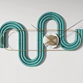 Modern Abstract Wall Clock With Curved Lines In Blue Green Black Color Designs