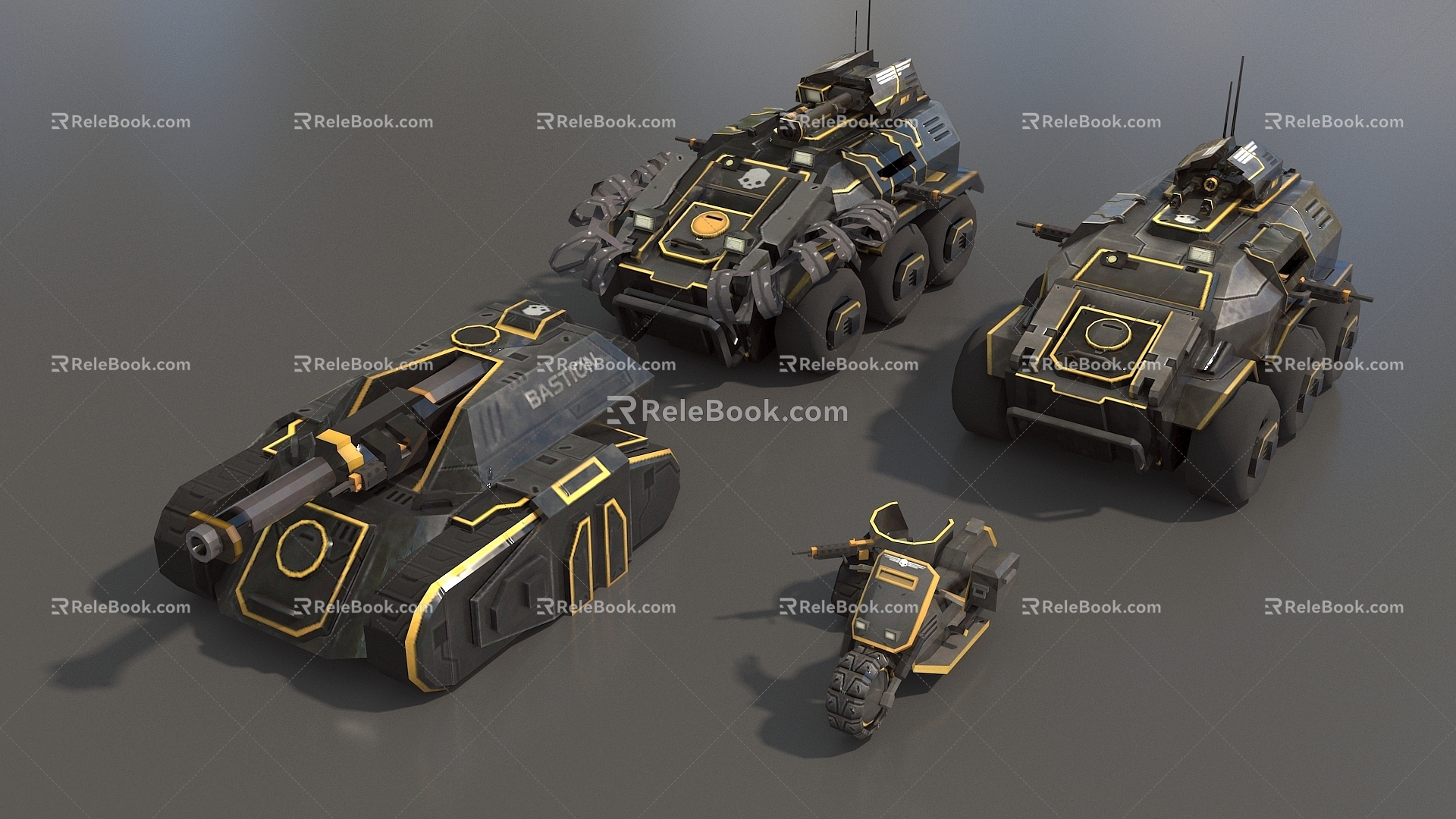 Science Fiction Armored Vehicle Transporter Armored Vehicle Motorcycle Launcher Light Tank Infantry Fighting Vehicle Low Face Number Low Model Simple Model Game Movie and TV Level 3d model