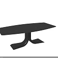 Modern Black Rectangular Dining Table With Unique Curved Base And Sleek Surface 3d model