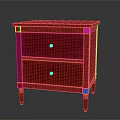 Red Wooden Nightstand Furniture With Two Drawers And Round Knobs