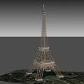 Iconic Eiffel Tower Metal Structure Design With Green Surrounding Landscape Area 3d model