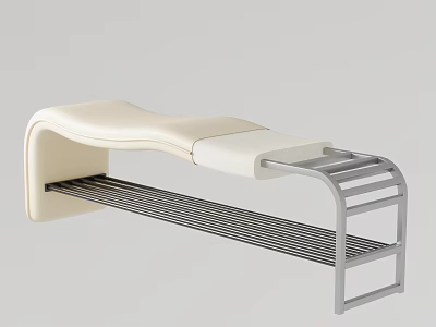Modern Shoe Bench With Padded Seat Metal Frame And Shoe Storage Shelf 3d model