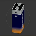Energized Household Battery With Blue And Yellow Gradient And Silver Top