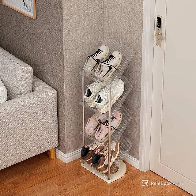 Transparent Multi tier Shoe Rack for Living Room Corner with Shoes Storage 3d model 