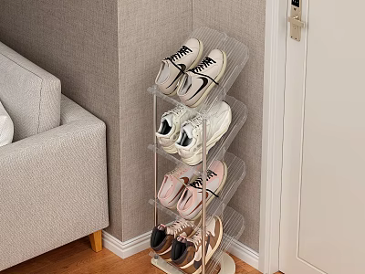 Transparent Multi tier Shoe Rack for Living Room Corner with Shoes Storage 3d model