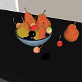 Fresh Pears Apples Grapes Cherries And Blackberries In Light Blue Bowl On Black Table
