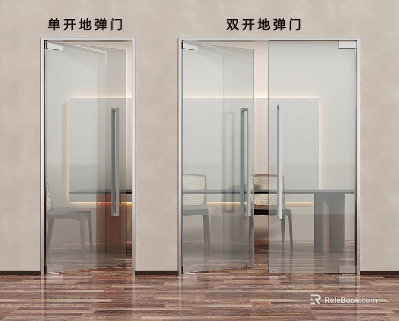 Modern Double Swing Glass Doors With Metal Frames For Contemporary Interior Design 3d model 