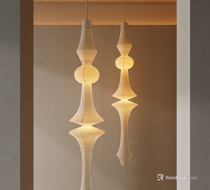 Elegant Modern Pendant Lights Interior With Warm Glow And Woven Design 3d model 