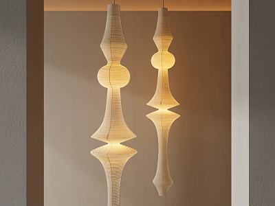 Elegant Modern Pendant Lights Interior With Warm Glow And Woven Design 3d model