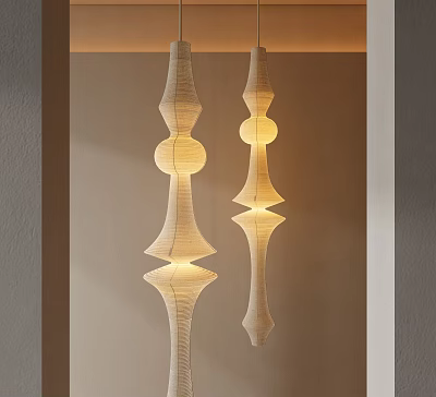 Elegant Modern Pendant Lights Interior With Warm Glow And Woven Design 3d model
