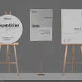 Wayfinding Signage Design Displays With Three Modern Pieces On Golden Easels