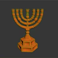 Orange Decorative Candelabra With Ornate Square Base And Curved Branches For Home Living