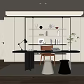 Modern Study Desk and Chair Bookcase Bookshelf Stool 3d model