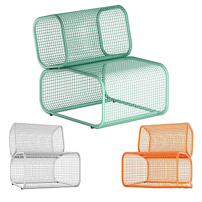 Modern Metal Mesh Lounge Chair With Green White Orange Color Options 3d model
