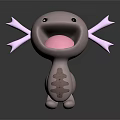 Cute 3D Modeled Game and Movie Character With Purple Tentacles Open Mouth Pink Tongue