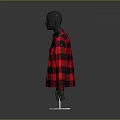 Stylish Red And Black Plaid Collared Shirt On Black Mannequin With Pockets In Gray Background