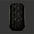 Black Rubber Tire With Metallic Wheel Rim And Deep Tread Pattern On Gray Surface 3d model