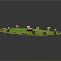 Circular Stone Circle Structure With Central Large Stone And Surrounding Small Stones On Green Lawn