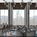 Modern Sales Office Interior With Large Windows Mountain Views Modern Lighting And Comfortable Seating