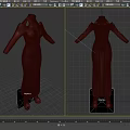 Black Long Dress With Cut Out Shoulder Design And Red Sole Shoes