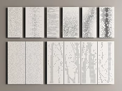 White Rectangular Components Showcasing Various Intricate Dot Patterns And Designs 3d model