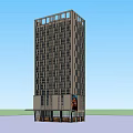 Modern High Rise Office Building With Glass Facade And Commercial Entrance