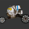 Terrain Exploration With Robotic Rover Featuring Large Treaded Wheels And Sturdy Structure 3d model