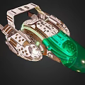 Sci Fi Device With Green Transparent Front And Metallic Mechanical Structure