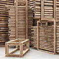 Modern Wooden Slatted Room Divider With Natural Finish For Home Interior Design