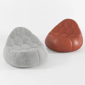 Gray Velvet Bean Bag Chair With Hexagonal Stitching Alongside Red For Modern Living Room