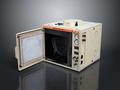 Industrial Oven With Open Door Showing Interior Components And Control Panel Gauges 3d model