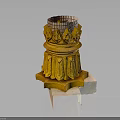 Yellow Ornate Architectural Column With Lotus Petal Design And Base