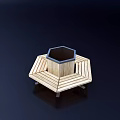 Outdoor Chair with Hexagonal Design Wooden Slats and Black Center Sturdy Base